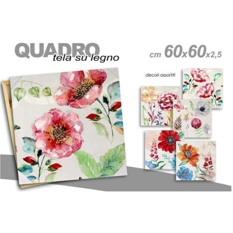 Trade Shop - Quadro Quadretto Decorativo 60x60x2,5cm Tela Su Legno Deluxe Decori Ass. 723643 -