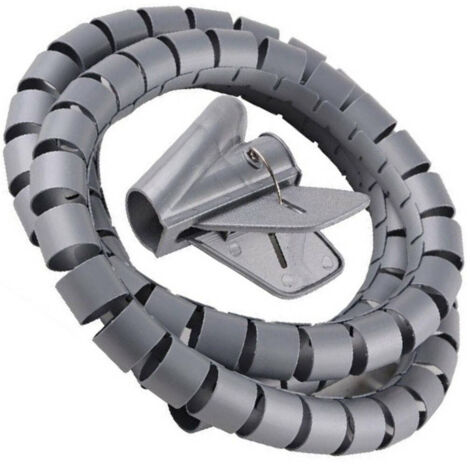 TRADE SHOP - Raccogli Cavo Spiralato Organizer Copri Fili Cavi Elettrici 2,5cm X 1,5mt Grigio -