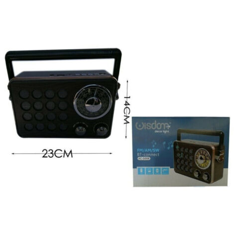 Trade Shop - Radio Fm Am Sw Portátil Con Altavoz Antena Bluetooth Microsd Usb Estéreo Xc5008 -