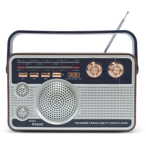 TRADE SHOP - Radio Fm Retro Wireless Altoparlante Mp3 Portatile Bluetooth Usb Aux Tf Q-fm01 -