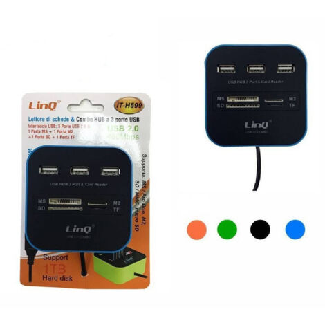 Trade Shop - READER MEMORY READER COMBO HUB 3 DOOR USB 2.0 MS M2 SD TF IT-H599 -