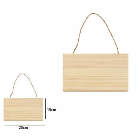 Trade Shop - RECHTECKIGE HOLZDEKORATION ZUM HÄNGEN MIT SEILSCHILD 25X15 CM 74204A -