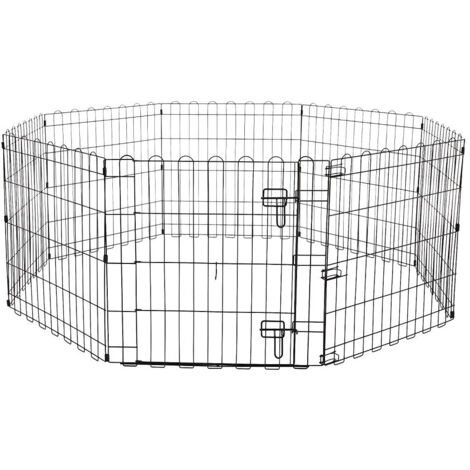 Trade Shop - Recinzione In Metallo Per Cani Pieghevole Per Esercizio 152,4 X 152,4 X 60,9 Cm -