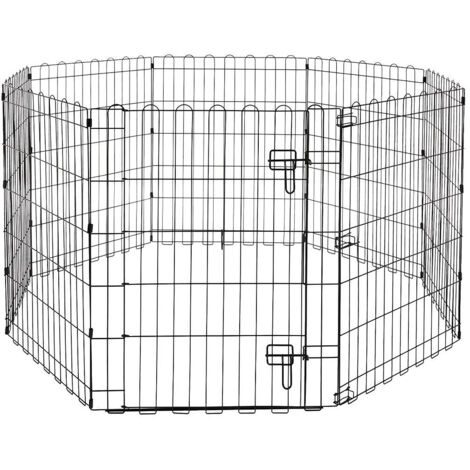 Trade Shop - Recinzione In Metallo Per Cani Pieghevole Per Esercizio 152,4 X 152,4 X 76,2 Cm -