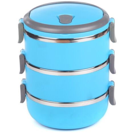 Trade Shop - Recipiente Hermético 2100ml Acero Inoxidable Abs Fiambrera -