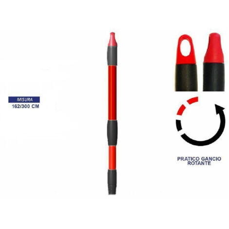 Trade Shop - Red 142-300cm Mango Telescópico Extensible De Palo Con Gancho Giratorio Folla -