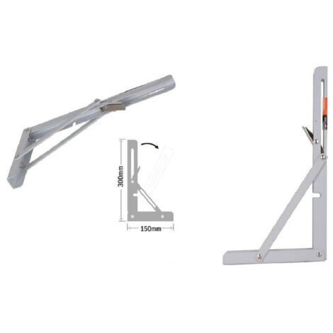 TRADE SHOP - Reggimensola Supporto Staffa Metallo Pieghevole Regolabile 30x15cm Bianco 91289 -