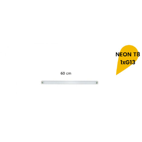 TRADE SHOP - Reglette Plafoniera Neon Led T8 Da Interno Tubo G13 60 Cm Parete Soffitto T8-60a -