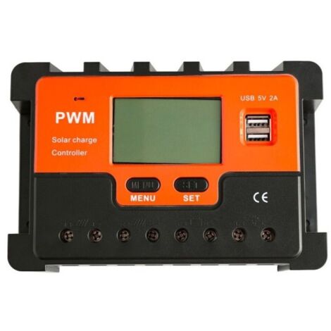 Gasiashop - LP-1230/30A - REGOLATORE DI CARICA PWM PER PANNELLI SOLARI 30A  DC 12/24V AUTOSELEZIONE CON DISPLAY DOPPIA PORTA USB