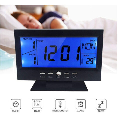 Trade Shop - Reloj Despertador De La Mesa De Bloqueo Gran Pantalla De Retro -