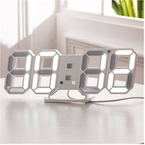 Trade Shop - Reloj Despertador Digital Con Pantalla Led 3d Para Mesa, Pared, Hogar Y Oficina Decorativa -