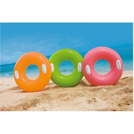 Trade Shop - RETTUNGSBOJE AUFBLASBARER DONUT MIT GRIFFEN MEERSCHWIMMBAD 76CM VERSCHIEDENE FARBEN 59258 -