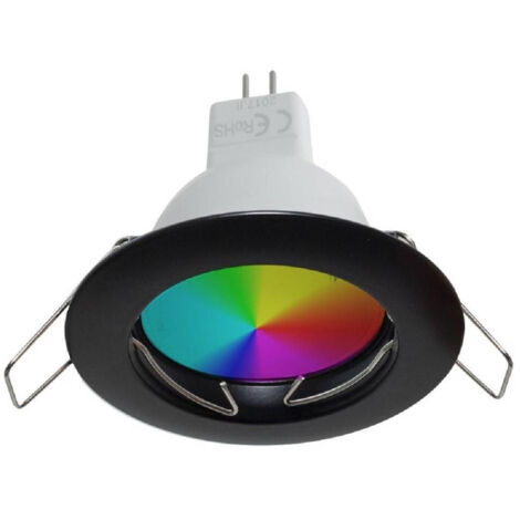 Trade Shop - RGB+6000K LED-Strahler 6W 12V Einbaustrahler 6CM rund RGBW bunte Lichteffekte Boot -      Schwarz