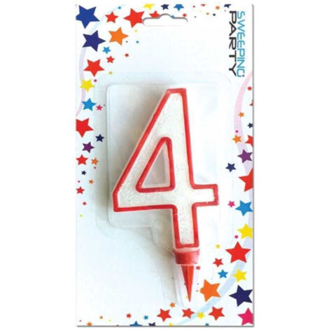 Trade Shop - RIESIGE GLITZERKERZE NUMMER 4 GEBURTSTAGSKerze PARTY ANIMATIONSPARTY -