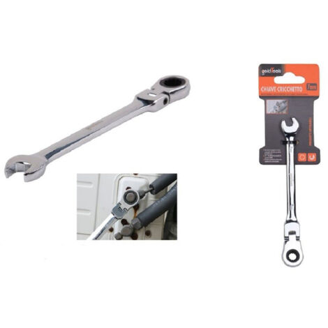 Trade Shop - Ringmaul-Ratschenschlüssel 7 mm Klappkopf Chrom-Vanadium-Werkzeug 91729 -