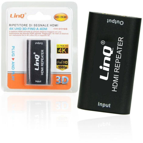 Trade Shop - Ripetitore Extender Di Segnale Hdmi Video 4k Uhd 3d Fino A 40 Mt 1080p Hd-2k4k -