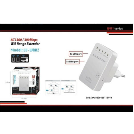 Trade Shop - Ripetitore Segnale Wireless Wifi Amplificatore Range Extender Lan Maxtech Lv-wr02 -