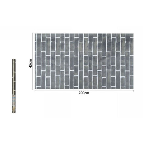 Trade Shop - Rollo Film Adhesivo Pvc Ladrillo Gris 45cm X 2mt Muebles Hogar Cajones 71275 -