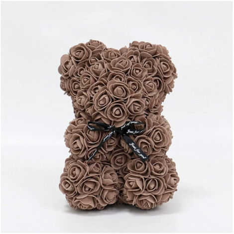 Trade Shop - Rosas Oso De Peluche Con 40 Cm Flores Artificiales En Caja De Regalo - Brown