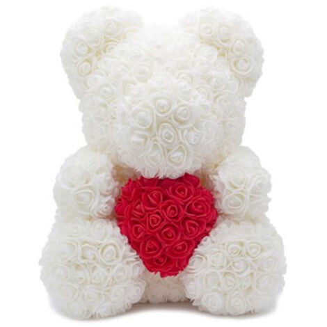 Trade Shop - ROSE ORDER ORDER MIT FIORI DA 40CM BIANCO MIT ROSSO HEART -