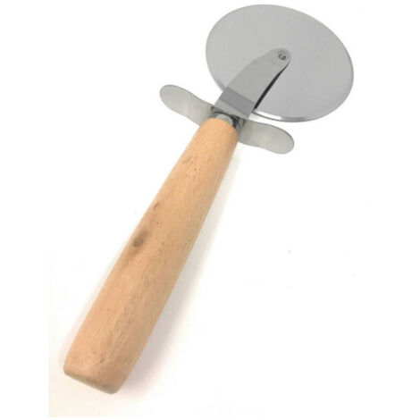 Trade Shop - Rotella Tagliapizza Con Lama Acciaio Manico Legno Coltello Pizza Da Cucina 51033 -