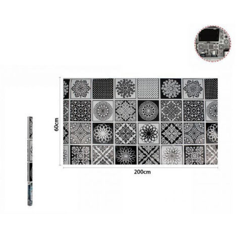 TRADE SHOP - Rotolo Adesivo Muri Parete Carta Da Parati Adesiva 60cmx2mt Maioliche Nere 70858 -