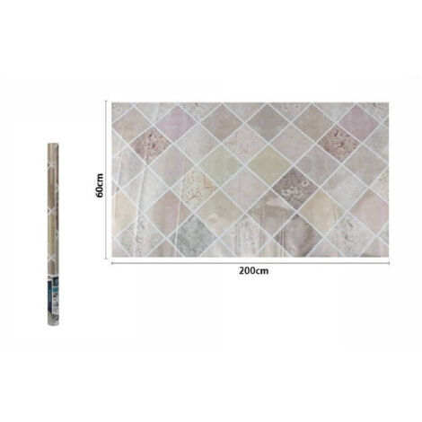 TRADE SHOP - Rotolo Adesivo Per Muri Parete Carta Da Parati 60cmx2mt Effetto Mattonelle 70863 -