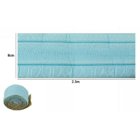 Trade Shop - Rotolo Carta Adesiva Per Parati Mobili Greca Stampa 3d Azzurra 8cm X 2.3mt 69218 -