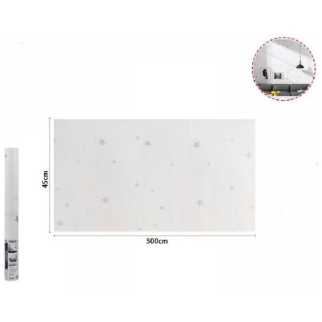Trade Shop - Rotolo Pellicola Adesiva Bianca Con Stelle 45cmx5mt Mobili Carta Da Parati 71130 -