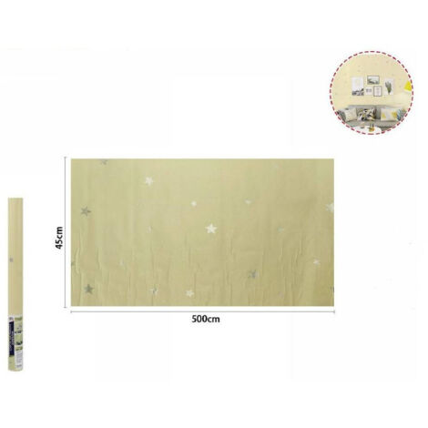 TRADE SHOP - Rotolo Pellicola Adesiva Gialla Con Stelle 45cm X 5mt Mobili Carta Parati 71132 -