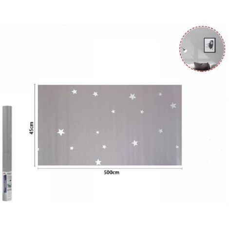 Trade Shop - Rotolo Pellicola Adesiva Grigia Con Stelle 45cmx5mt Mobili Carta Da Parati 71131 -