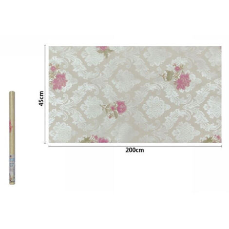 TRADE SHOP - Rotolo Pellicola Adesiva Pvc Damascato Con Fiori Rosa 45cmx2mt Mobili 71220 Casa -