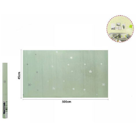 TRADE SHOP - Rotolo Pellicola Adesiva Verde Con Stelle 45cmx5mt Mobili Carta Da Parati 71133 -