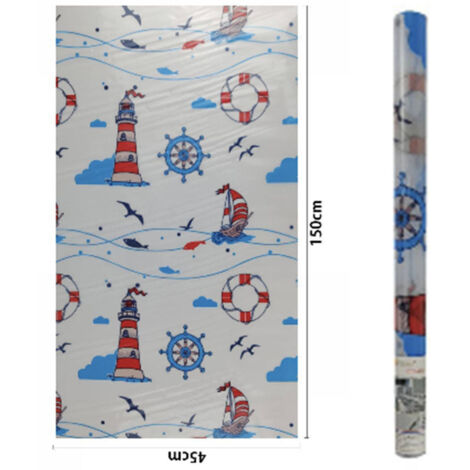 Trade Shop - Rotolo Pellicola Per Finestre Decorativa 3d Fantasia Mare 45cmx2m Adesiva Vetro -