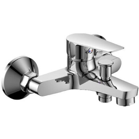 Trade Shop - Rubinetto Miscelatore Gruppo Vasca Da Bagno Cromato Con Attacco Doccia Cube87119 -