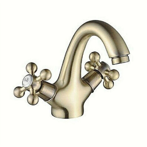 TRADE SHOP - Rubinetto Miscelatore Lavabo Bagno Ottone Dorato Bronzo Modello Roma 52805a -