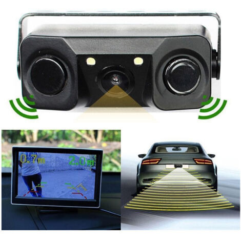 Trade Shop - RÜCKFAHRKAMERA MIT PARKSENSOR 2 LED 170° WINKEL NACHT -
