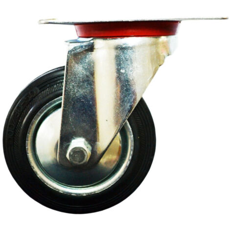 Trade Shop - Rueda De Caucho Con Placa Rotativa Avo Bridas De Acero -     -200 Mm  -