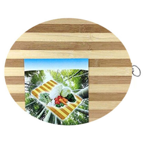 Trade Shop - Rundes Schneidebrett, Durchmesser 25 cm, aus natürlichem Bambusholz -