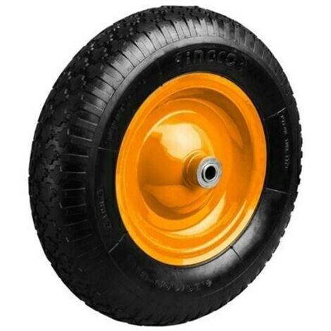 Trade Shop - Ruota Pneumatica Gommata Nera Con Cuscinetti Per Carrello Carriola 16" 4.00-8 -