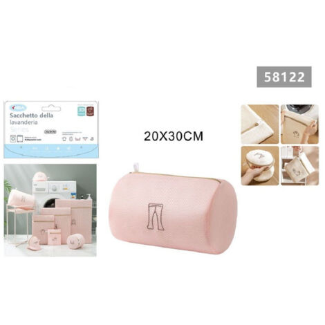 TRADE SHOP - Sacchetto Lavatrice Rosa Borsa Biancheria Lavaggio A Rete Intimo 20 X 30cm 58122 -