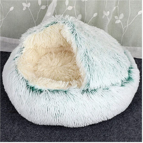 TRADE SHOP - Sacco A Pelo Semichiuso In Pelliccia Sintetica Morbido Per Gatti Cani Verde 40cm -