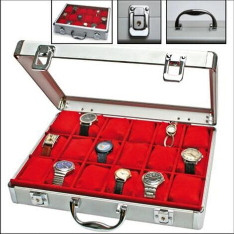 Trade Shop - Safe Valigetta Portaorologi 18 Posti 18 Orologi Valigetta Portaorologi Alluminio -