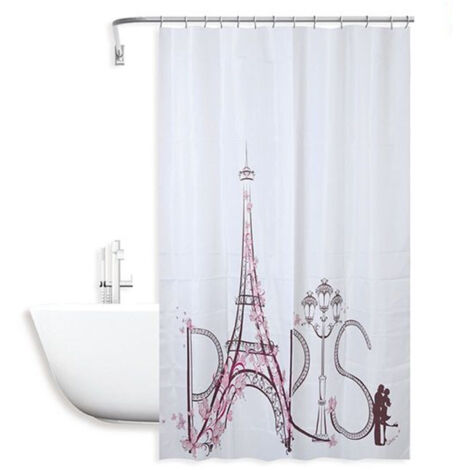 Trade Shop - SALE DOCCIA ANTIMUFFA IMPERMEABILE 180X200CM MIT ANELLEN BAGNO SCRITTA PARIS 87048 -