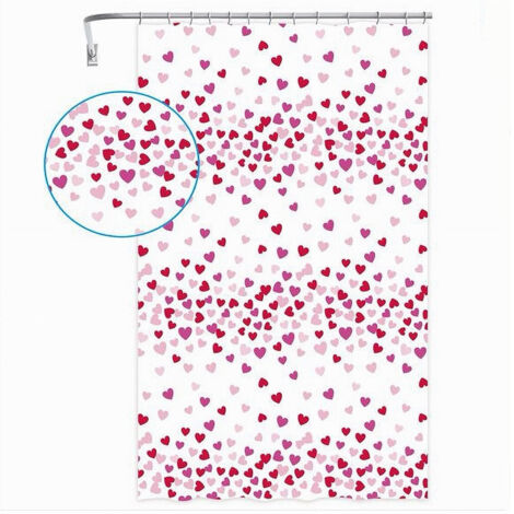 Trade Shop - SALE STEEL VASCA BAGNO 12 GANCI IMPERMEABILE CUORI ROSA 240X200CM 87562 -