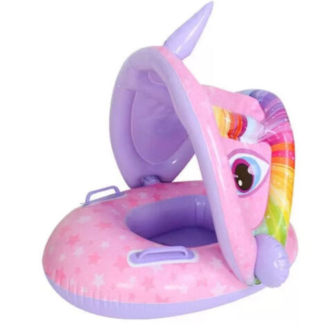 TRADE SHOP - Salvagente A Mutandina Con Cappottina 115x70cm Unicorno Gonfiabile Bambine Rosa -