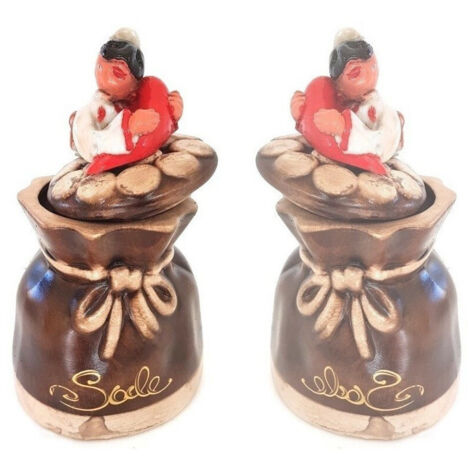 Trade Shop - SALZBEHÄLTER DEKORATIVES ELEMENT HOME PULCINELLA GLÜCKSBRINGER TERRAKOTTA -