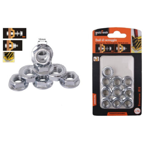 Trade Shop - SATZ 10ST. SECHSKANTFLANSCHMUTTER M10 SCHRAUBEN 10MM 94925 -