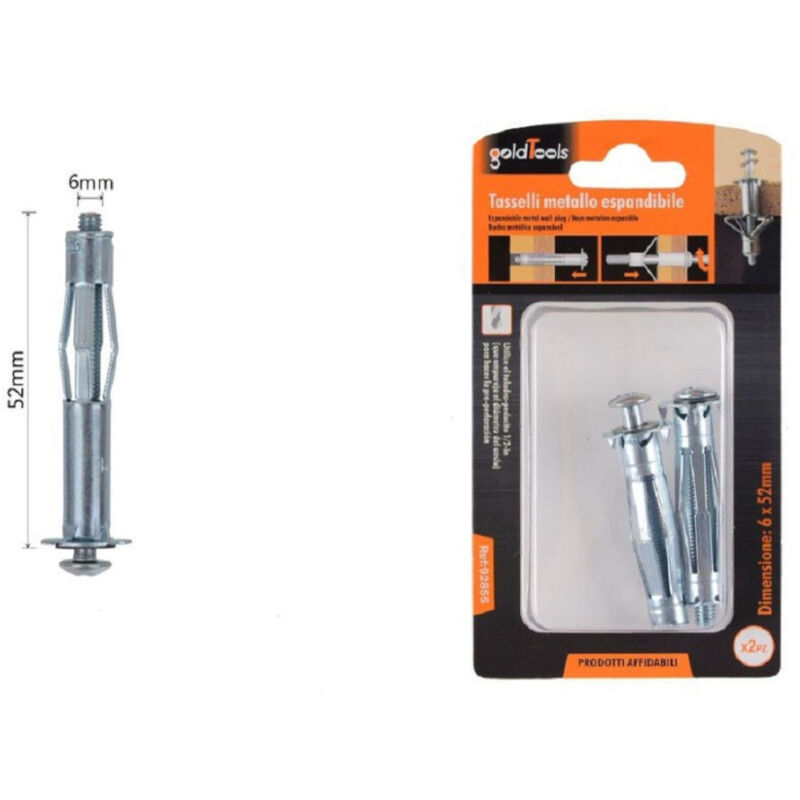 Trade Shop - satz 2 stück metalldübel spreizschrauben typ i 6X52 mm 92855 -