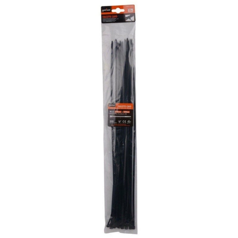 Trade Shop Traesio - Trade Shop - satz 20 stück schwarze kabelbinder kunststoff nylon 4.8X450 mm 92386 -